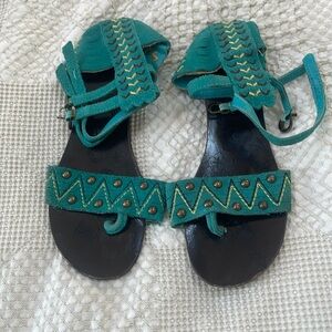 Teal suede sandals 7.5